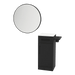 Nova Tower Free Standing Styling Station with Side-Mount Appliance Holder, Solid Surface Countertop, and Black Round Westin Mirror - Kaemark