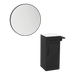 Nova Tower Free Standing Styling Station with Side-Mount Appliance Holder, Solid Surface Countertop, and Black Round Westin Mirror - Kaemark
