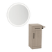Nova Tower Free Standing Styling Station with Side-Mount Appliance Holder and Silver Round Glo Mirror - Kaemark