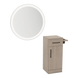 Nova Tower Free Standing Styling Station with Side-Mount Appliance Holder and Silver Round Glo Mirror - Kaemark