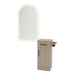 Nova Tower Free Standing Styling Station with Side-Mount Appliance Holder and Gold Arch Paloma Mirror - Kaemark