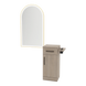Nova Tower Free Standing Styling Station with Side-Mount Appliance Holder and Gold Arch Paloma Mirror - Kaemark
