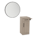 Nova Tower Free Standing Styling Station with Side-Mount Appliance Holder and Black Round Westin Mirror - Kaemark