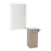 Nova Wall Mount Styling Station with Concealed Appliance Holder, Solid Surface Countertop, and Silver Rectangle Glo Mirror - Kaemark
