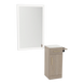 Nova Wall Mount Styling Station with Concealed Appliance Holder, Solid Surface Countertop, and Silver Rectangle Glo Mirror - Kaemark