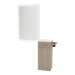 Nova Wall Mount Styling Station with Concealed Appliance Holder, Solid Surface Countertop, and Silver Rectangle Glo Mirror - Kaemark