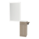 Nova Wall Mount Styling Station with Concealed Appliance Holder, Solid Surface Countertop, and Silver Rectangle Glo Mirror - Kaemark
