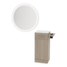 Nova Tower Free Standing Styling Station with Side-Mount Appliance Holder, Solid Surface Countertop, and Silver Round Glo Mirror - Kaemark