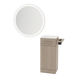Nova Tower Free Standing Styling Station with Side-Mount Appliance Holder, Solid Surface Countertop, and Silver Round Glo Mirror - Kaemark