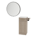 Nova Tower Free Standing Styling Station with Side-Mount Appliance Holder, Solid Surface Countertop, and Black Round Westin Mirror - Kaemark