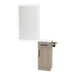 Nova Wall Mount Styling Station with Concealed Appliance Holder, Solid Surface Countertop, and Silver Rectangle Glo Mirror - Kaemark