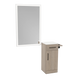 Nova Wall Mount Styling Station with Concealed Appliance Holder, Solid Surface Countertop, and Silver Rectangle Glo Mirror - Kaemark