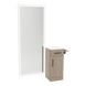 Nova Tower Free Standing Styling Station with Side-Mount Appliance Holder, Solid Surface Countertop, and Silver Full-Length Rectangle Glo Mirror - Kaemark