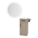 Nova Tower Free Standing Styling Station with Side-Mount Appliance Holder, Solid Surface Countertop, and Silver Round Glo Mirror - Kaemark