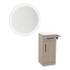 Nova Tower Free Standing Styling Station with Side-Mount Appliance Holder, Solid Surface Countertop, and Silver Round Glo Mirror - Kaemark