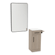 Nova Tower Free Standing Styling Station with Side-Mount Appliance Holder, Solid Surface Countertop, and Black Rectangle Westin Mirror - Kaemark