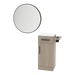 Nova Tower Free Standing Styling Station with Side-Mount Appliance Holder, Solid Surface Countertop, and Black Round Westin Mirror - Kaemark