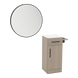 Nova Tower Free Standing Styling Station with Side-Mount Appliance Holder, Solid Surface Countertop, and Black Round Westin Mirror - Kaemark