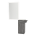 Nova Wall Mount Styling Station with Concealed Appliance Holder, Solid Surface Countertop, and Silver Rectangle Glo Mirror - Kaemark
