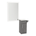 Nova Wall Mount Styling Station with Concealed Appliance Holder, Solid Surface Countertop, and Silver Rectangle Glo Mirror - Kaemark