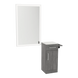 Nova Wall Mount Styling Station with Concealed Appliance Holder, Solid Surface Countertop, and Silver Rectangle Glo Mirror - Kaemark