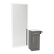 Nova Tower Free Standing Styling Station with Side-Mount Appliance Holder, Solid Surface Countertop, and Silver Full-Length Rectangle Glo Mirror - Kaemark