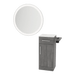 Nova Tower Free Standing Styling Station with Side-Mount Appliance Holder, Solid Surface Countertop, and Silver Round Glo Mirror - Kaemark