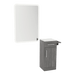 Nova Tower Free Standing Styling Station with Side-Mount Appliance Holder, Solid Surface Countertop, and White Rectangle Illuminate Back Lit Mirror - Kaemark