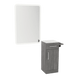 Nova Tower Free Standing Styling Station with Side-Mount Appliance Holder, Solid Surface Countertop, and White Rectangle Illuminate Back Lit Mirror - Kaemark
