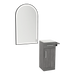 Nova Tower Free Standing Styling Station with Side-Mount Appliance Holder, Solid Surface Countertop, and Black Arch Paloma Mirror - Kaemark