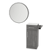 Nova Tower Free Standing Styling Station with Side-Mount Appliance Holder, Solid Surface Countertop, and Black Round Westin Mirror - Kaemark