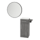 Nova Tower Free Standing Styling Station with Side-Mount Appliance Holder, Solid Surface Countertop, and Black Round Westin Mirror - Kaemark