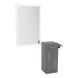 Nova Tower Free Standing Styling Station with Side-Mount Appliance Holder and Silver Rectangle Glo Mirror - Kaemark