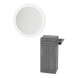Nova Tower Free Standing Styling Station with Side-Mount Appliance Holder and Silver Round Glo Mirror - Kaemark