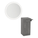 Nova Tower Free Standing Styling Station with Side-Mount Appliance Holder and Silver Round Glo Mirror - Kaemark