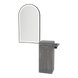 Nova Tower Free Standing Styling Station with Side-Mount Appliance Holder and Black Arch Paloma Mirror - Kaemark