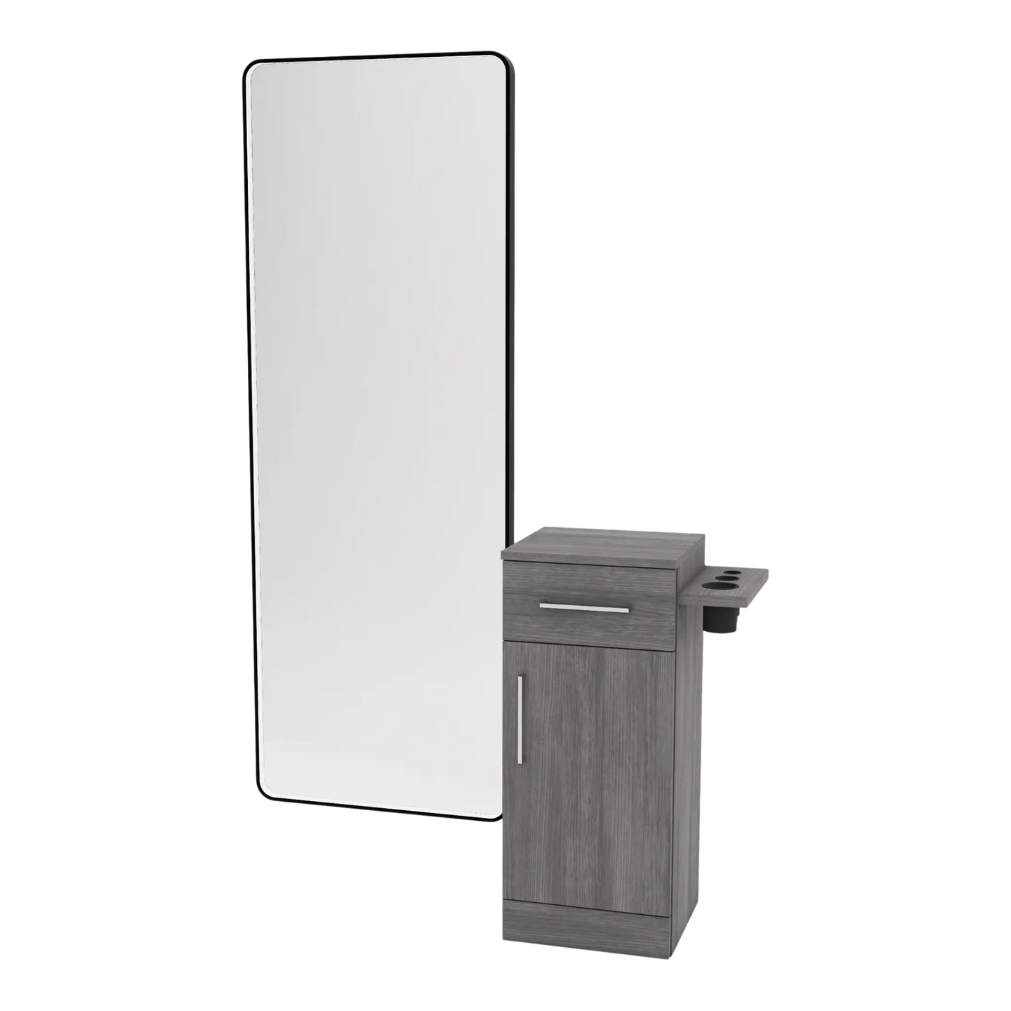 Nova Tower Free Standing Styling Station with Side-Mount Appliance Holder and Black Full-Length Rectangle Westin Mirror - Kaemark