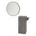 Nova Tower Free Standing Styling Station with Side-Mount Appliance Holder and Black Round Westin Mirror - Kaemark