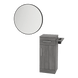 Nova Tower Free Standing Styling Station with Side-Mount Appliance Holder and Black Round Westin Mirror - Kaemark