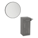 Nova Tower Free Standing Styling Station with Side-Mount Appliance Holder and Black Round Westin Mirror - Kaemark