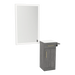 Nova Wall Mount Styling Station with Concealed Appliance Holder, Solid Surface Countertop, and Silver Rectangle Glo Mirror - Kaemark