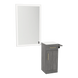Nova Wall Mount Styling Station with Concealed Appliance Holder, Solid Surface Countertop, and Silver Rectangle Glo Mirror - Kaemark