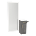 Nova Tower Free Standing Styling Station with Side-Mount Appliance Holder, Solid Surface Countertop, and Silver Full-Length Rectangle Glo Mirror - Kaemark