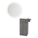 Nova Tower Free Standing Styling Station with Side-Mount Appliance Holder, Solid Surface Countertop, and Silver Round Glo Mirror - Kaemark