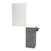 Nova Tower Free Standing Styling Station with Side-Mount Appliance Holder, Solid Surface Countertop, and White Rectangle Illuminate Back Lit Mirror - Kaemark