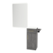 Nova Tower Free Standing Styling Station with Side-Mount Appliance Holder, Solid Surface Countertop, and White Rectangle Illuminate Back Lit Mirror - Kaemark