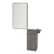Nova Tower Free Standing Styling Station with Side-Mount Appliance Holder, Solid Surface Countertop, and Black Rectangle Westin Mirror - Kaemark