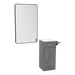 Nova Tower Free Standing Styling Station with Side-Mount Appliance Holder, Solid Surface Countertop, and Black Rectangle Westin Mirror - Kaemark
