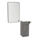 Nova Tower Free Standing Styling Station with Side-Mount Appliance Holder, Solid Surface Countertop, and Black Rectangle Westin Mirror - Kaemark