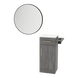 Nova Tower Free Standing Styling Station with Side-Mount Appliance Holder, Solid Surface Countertop, and Black Round Westin Mirror - Kaemark